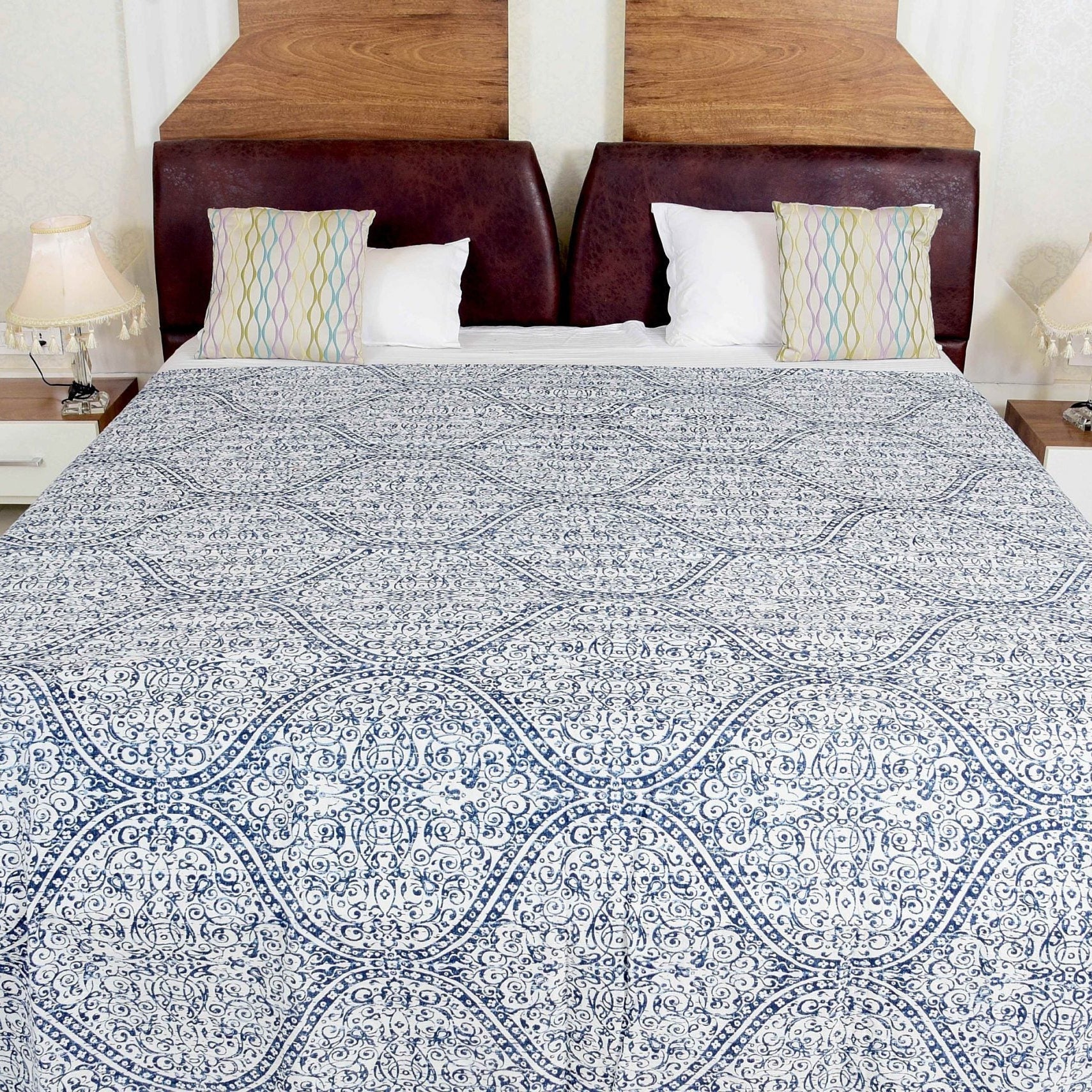 Indian Kantha Quilt - Frosty White