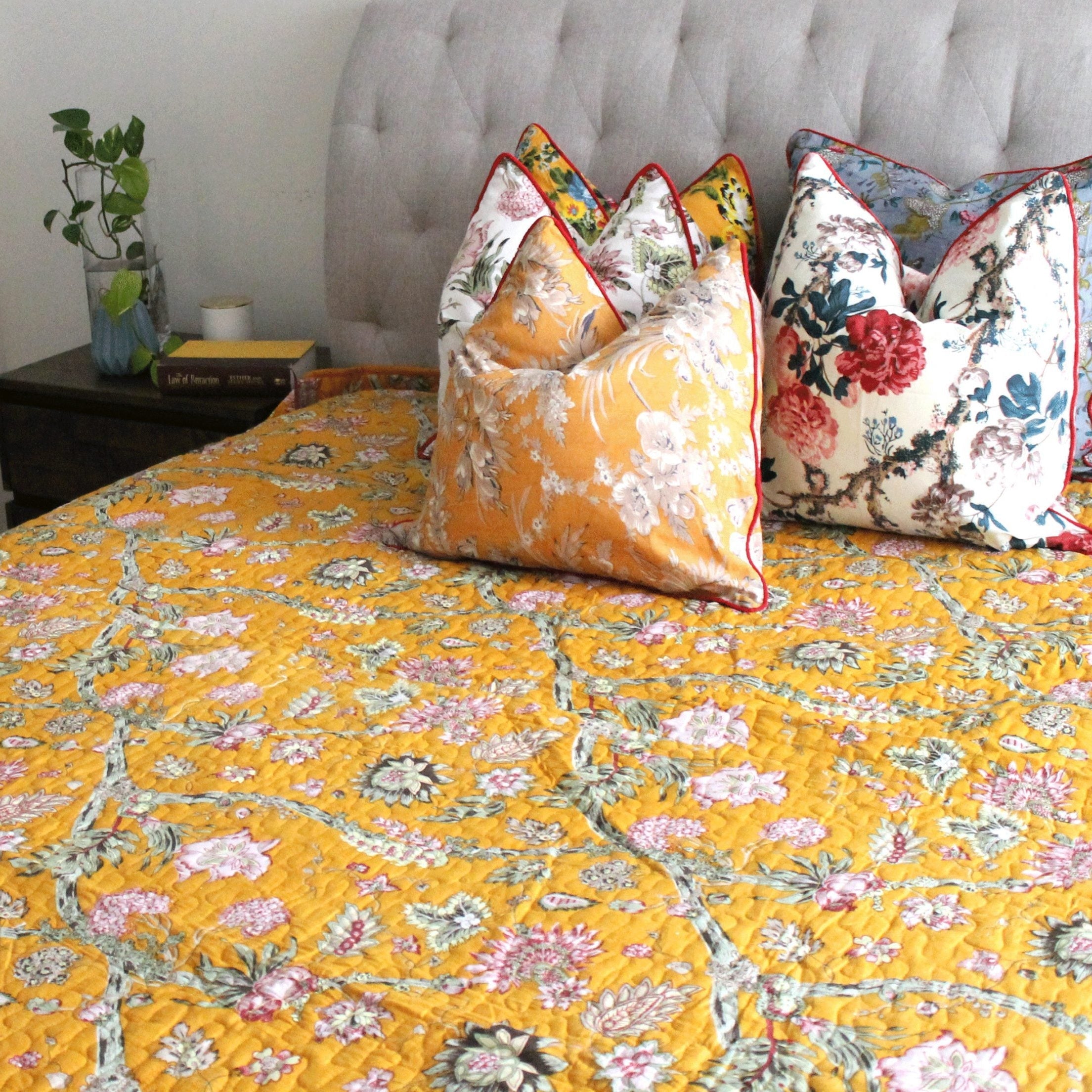 Boho Floral Reversible Quilt - Sunflower