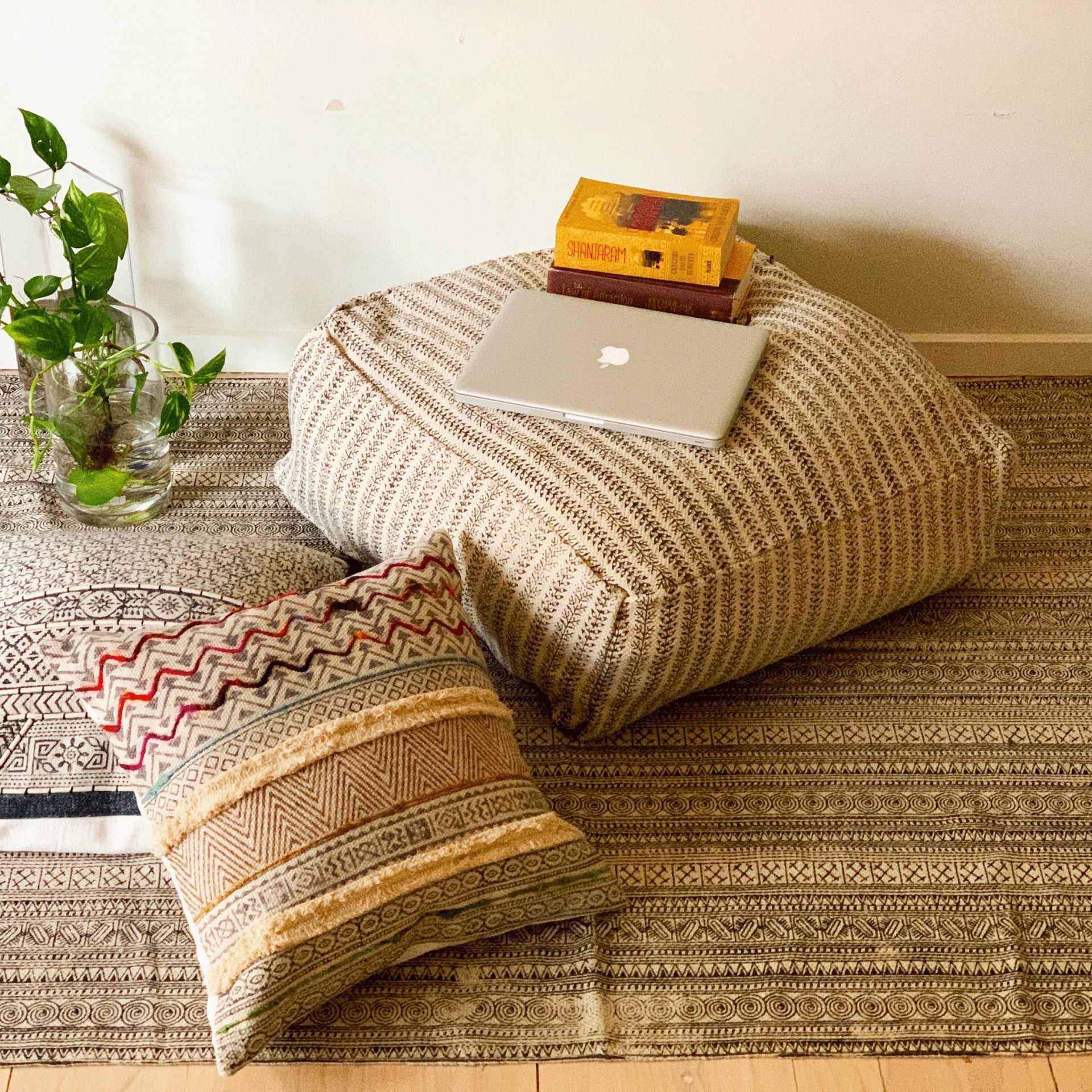 Moroccan Pouf - Grey Footstool