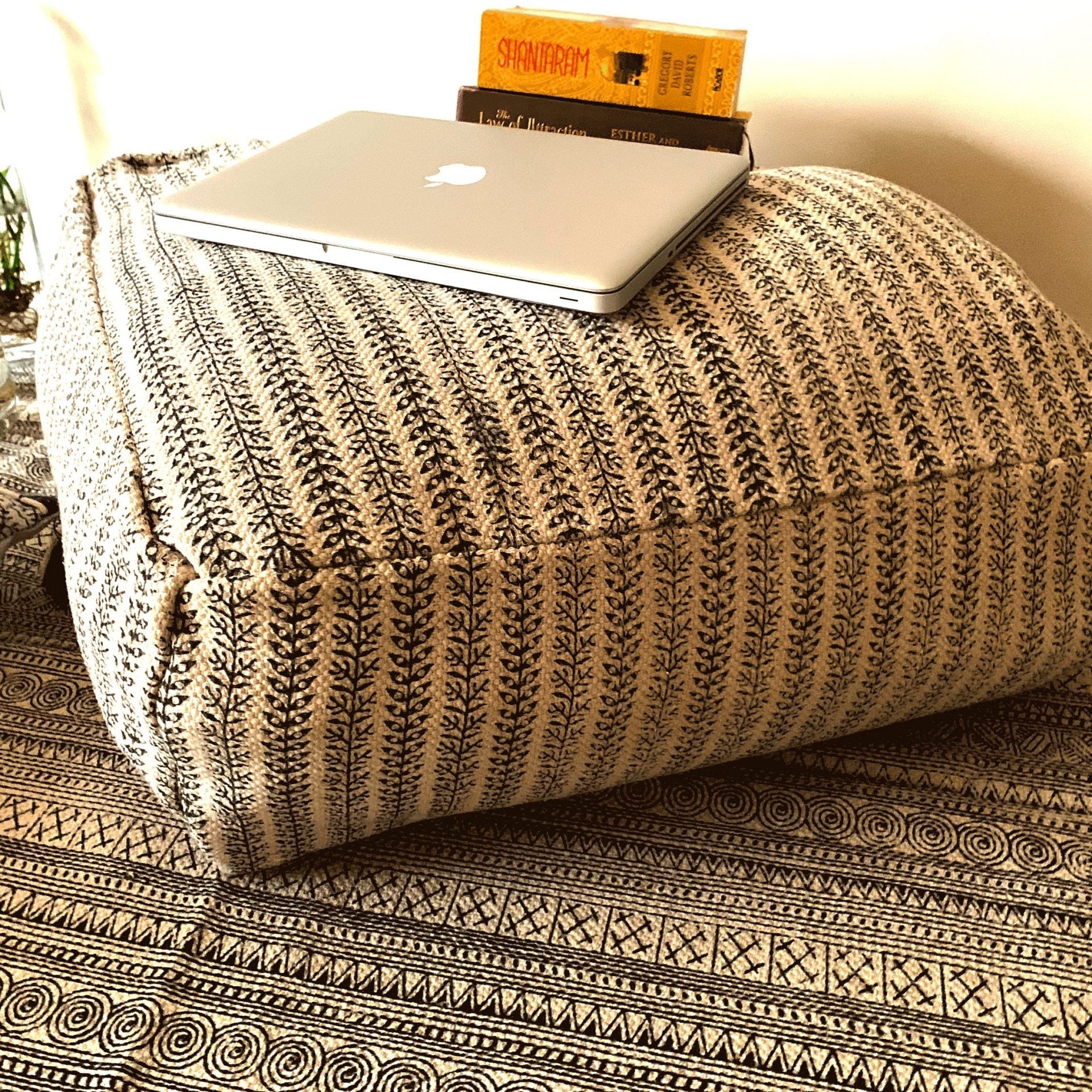 Moroccan Pouf - Grey Footstool