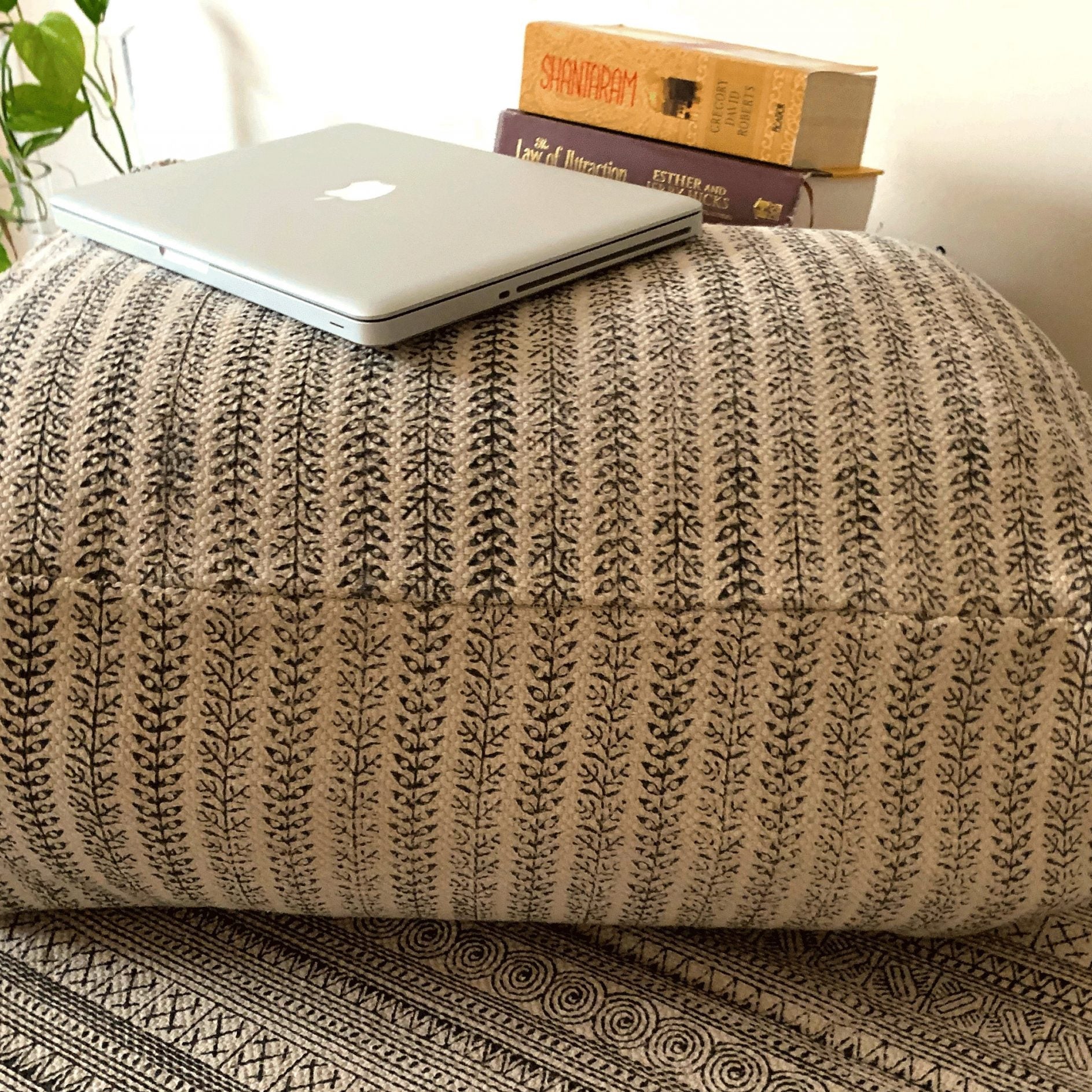 Moroccan Pouf - Grey Footstool