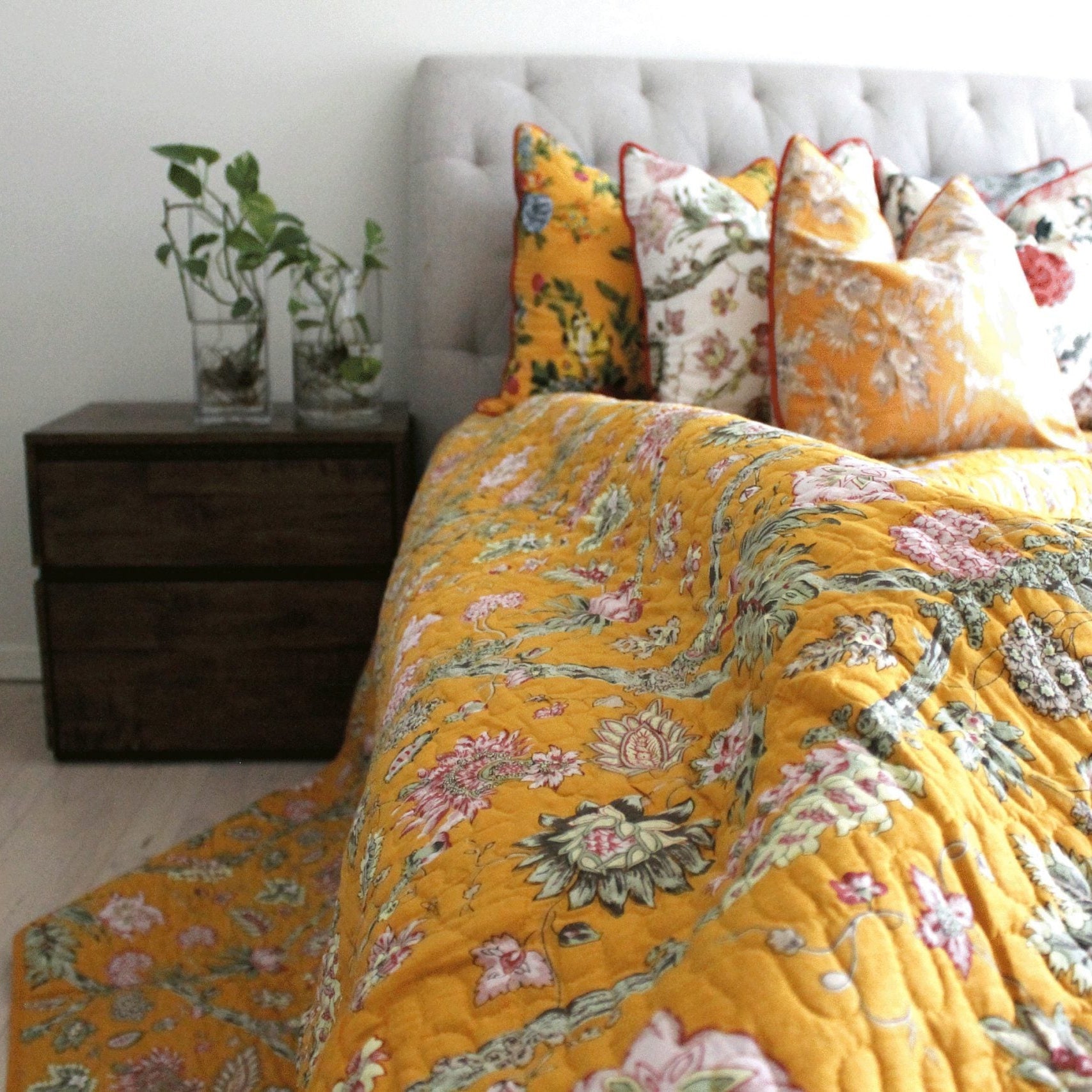 Boho Floral Reversible Quilt - Sunflower