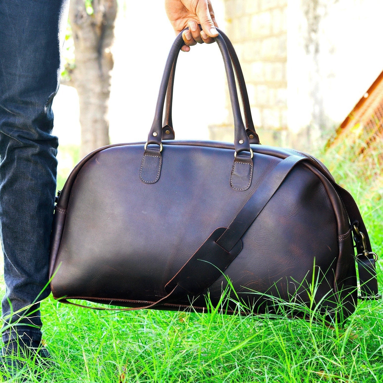 Leather Tote Bag Weekender Nomad