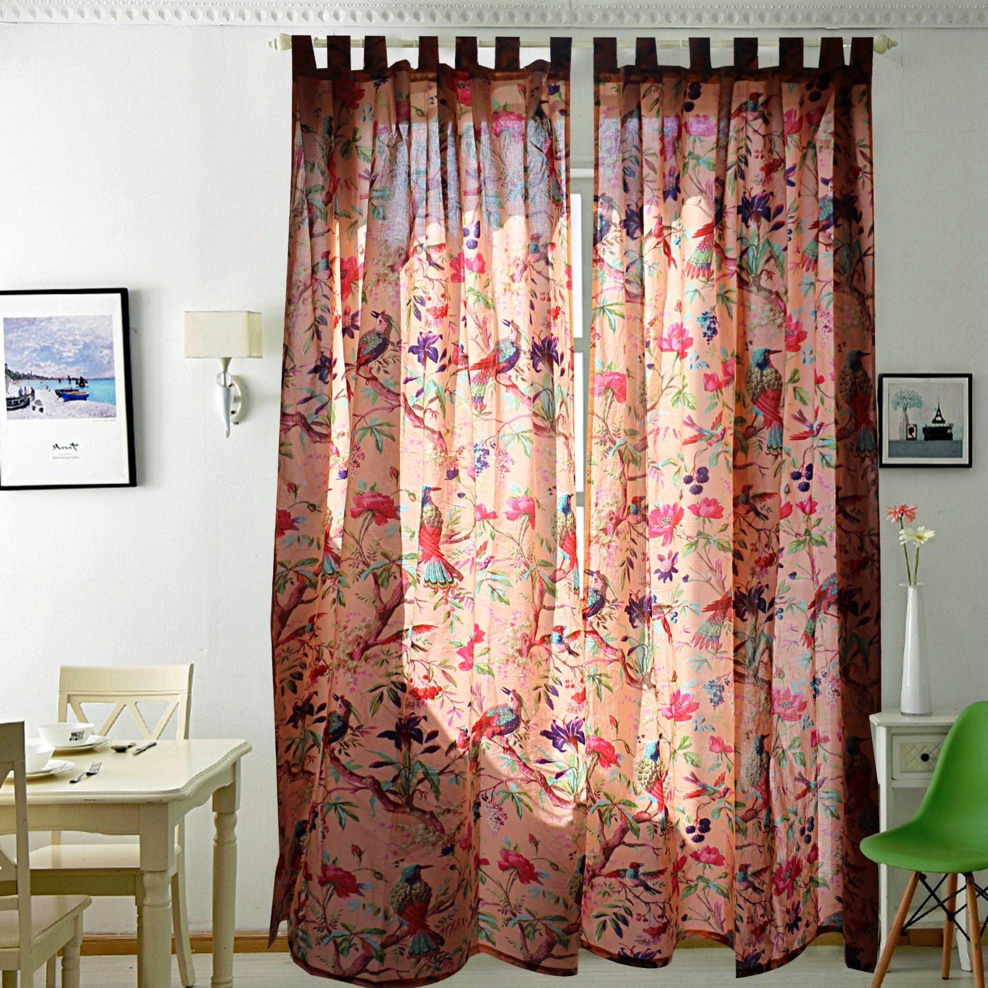 Floral Aviary Boho Curtains