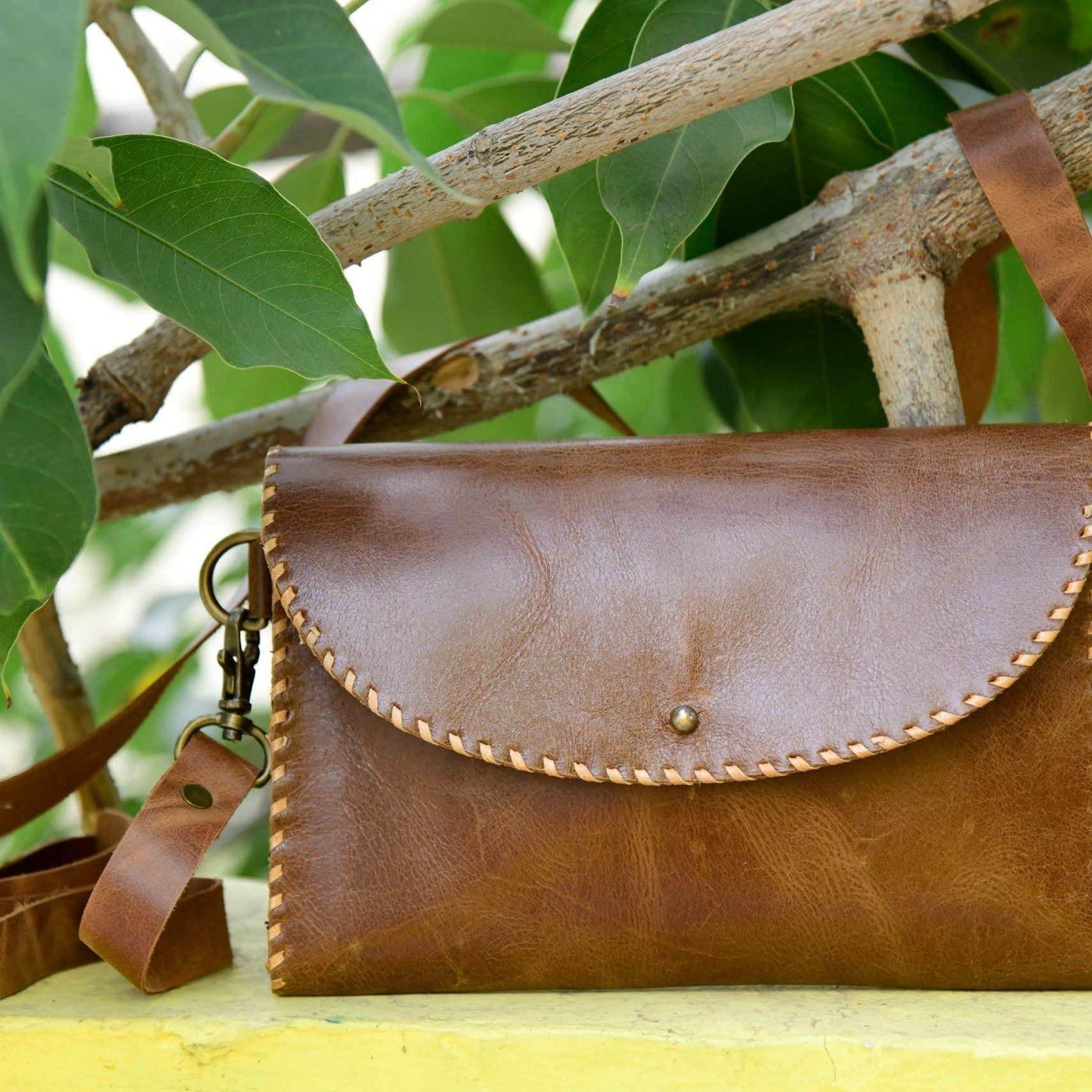 Leather Tote Bag - Wanderlust Weekender for Travel