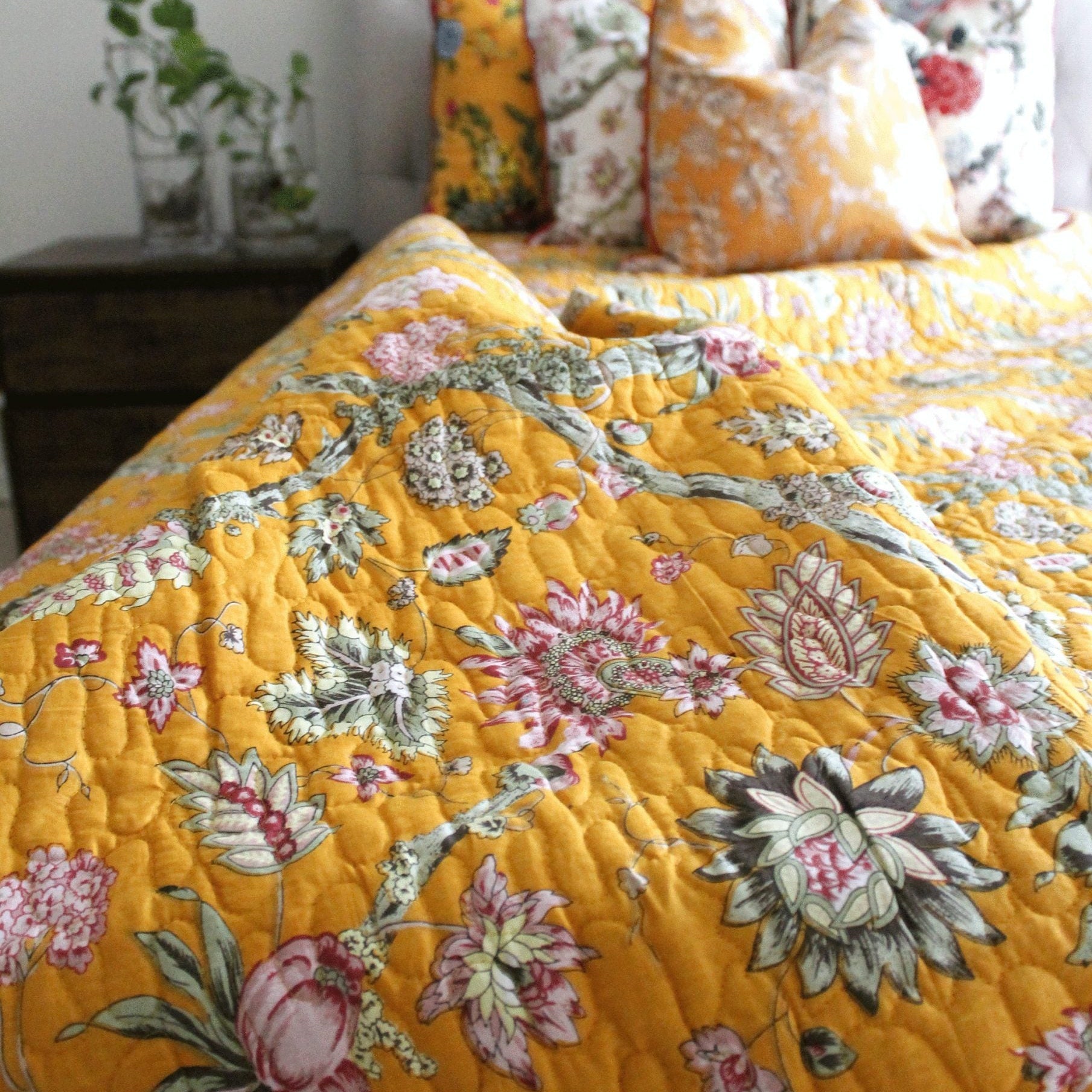 Boho Floral Reversible Quilt - Sunflower