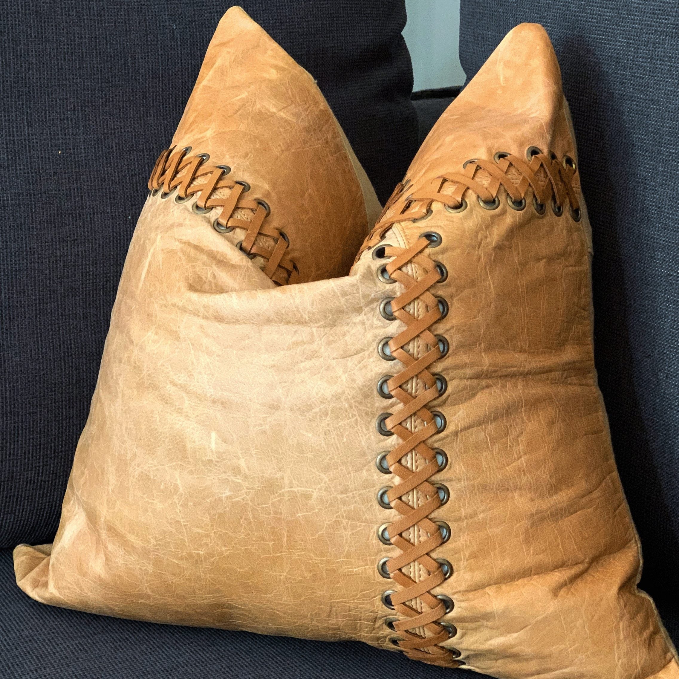 Tan Leather Cushion Cover - Beige, Elegant Decor