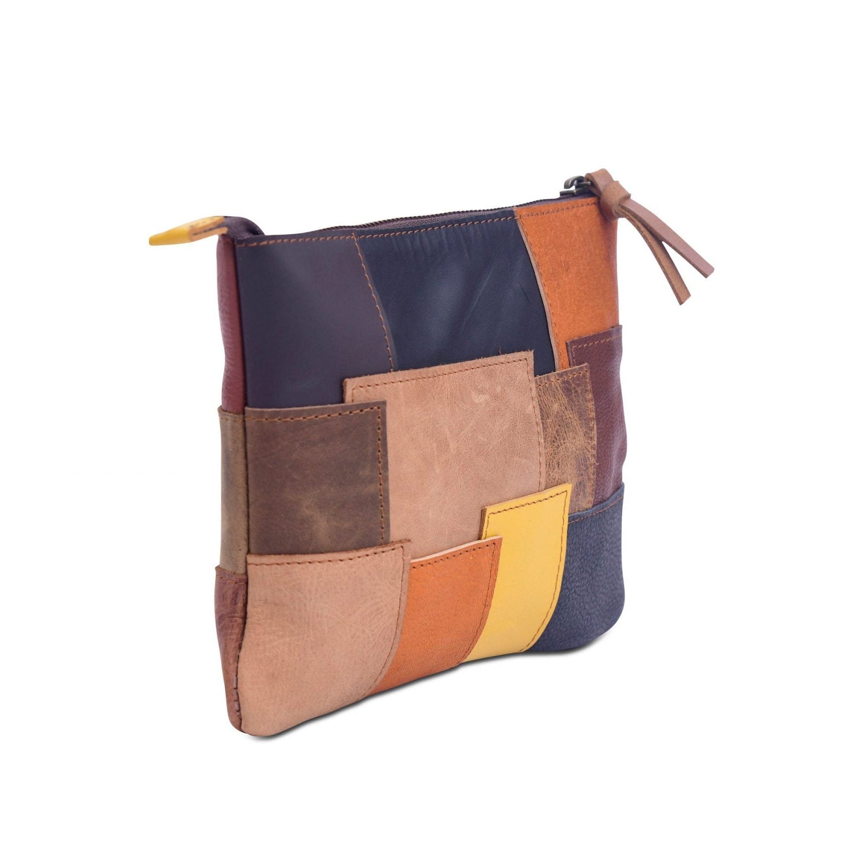 Genuine Leather Patchwork Clutch - Stylish & Unique