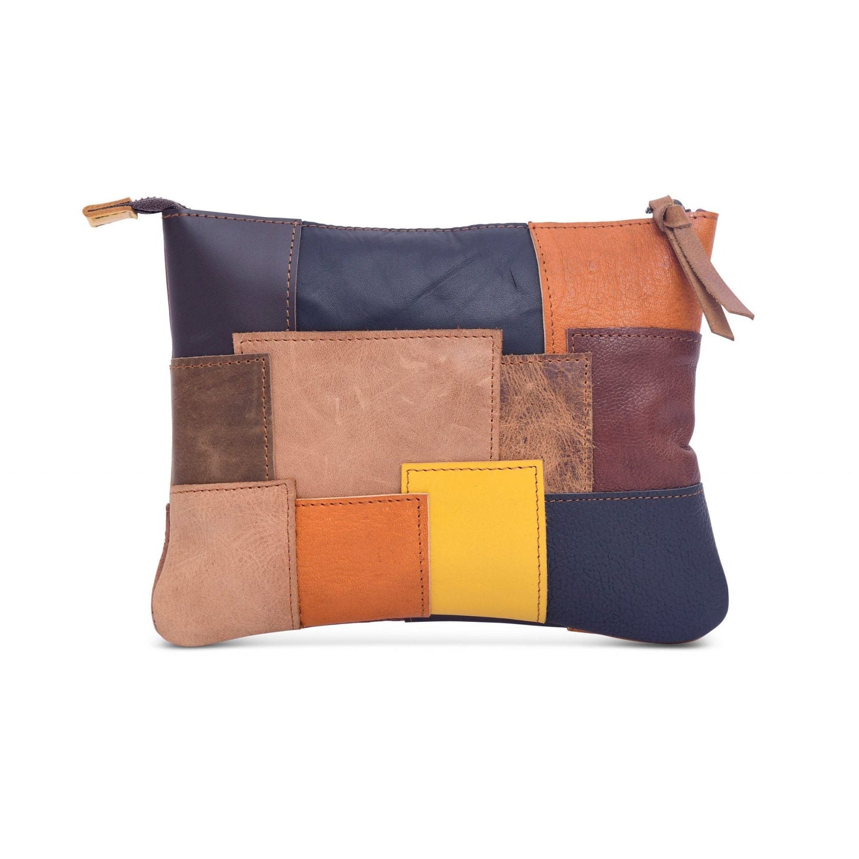 Genuine Leather Patchwork Clutch - Stylish & Unique