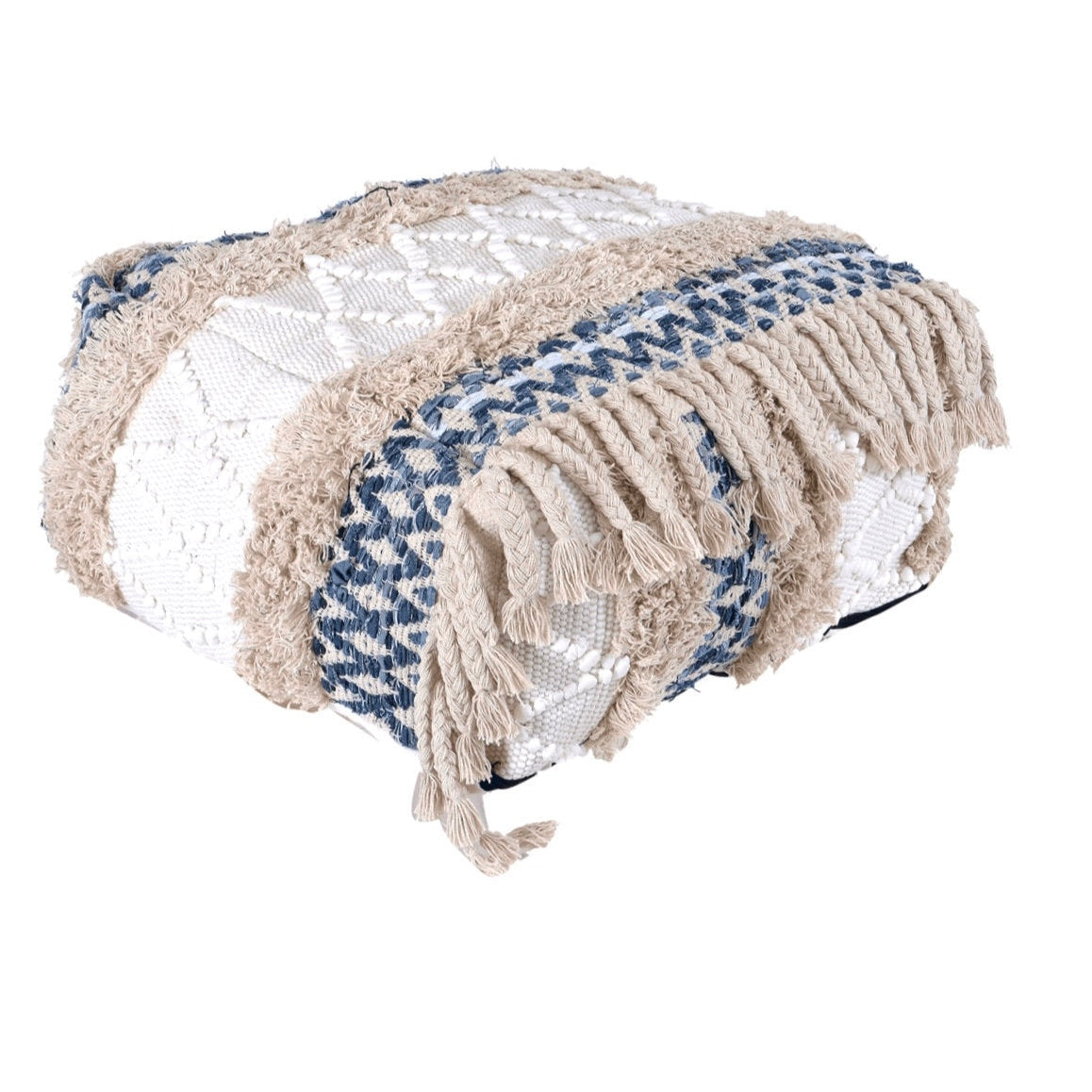 Moroccan Ottoman Pouf, Footstool - Tassel Detail