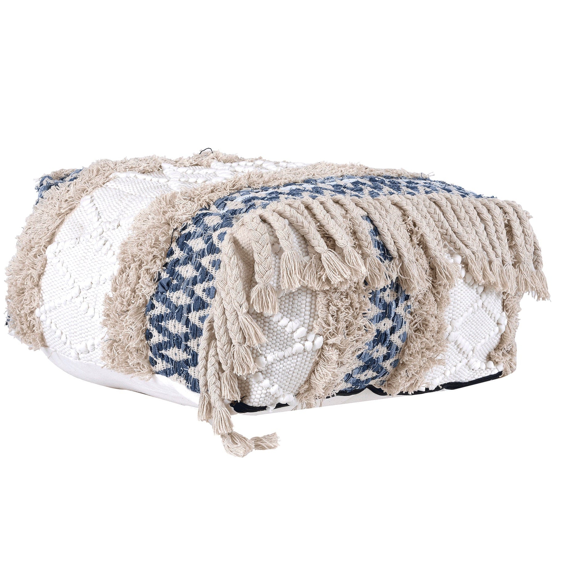 Moroccan Ottoman Pouf, Footstool - Tassel Detail