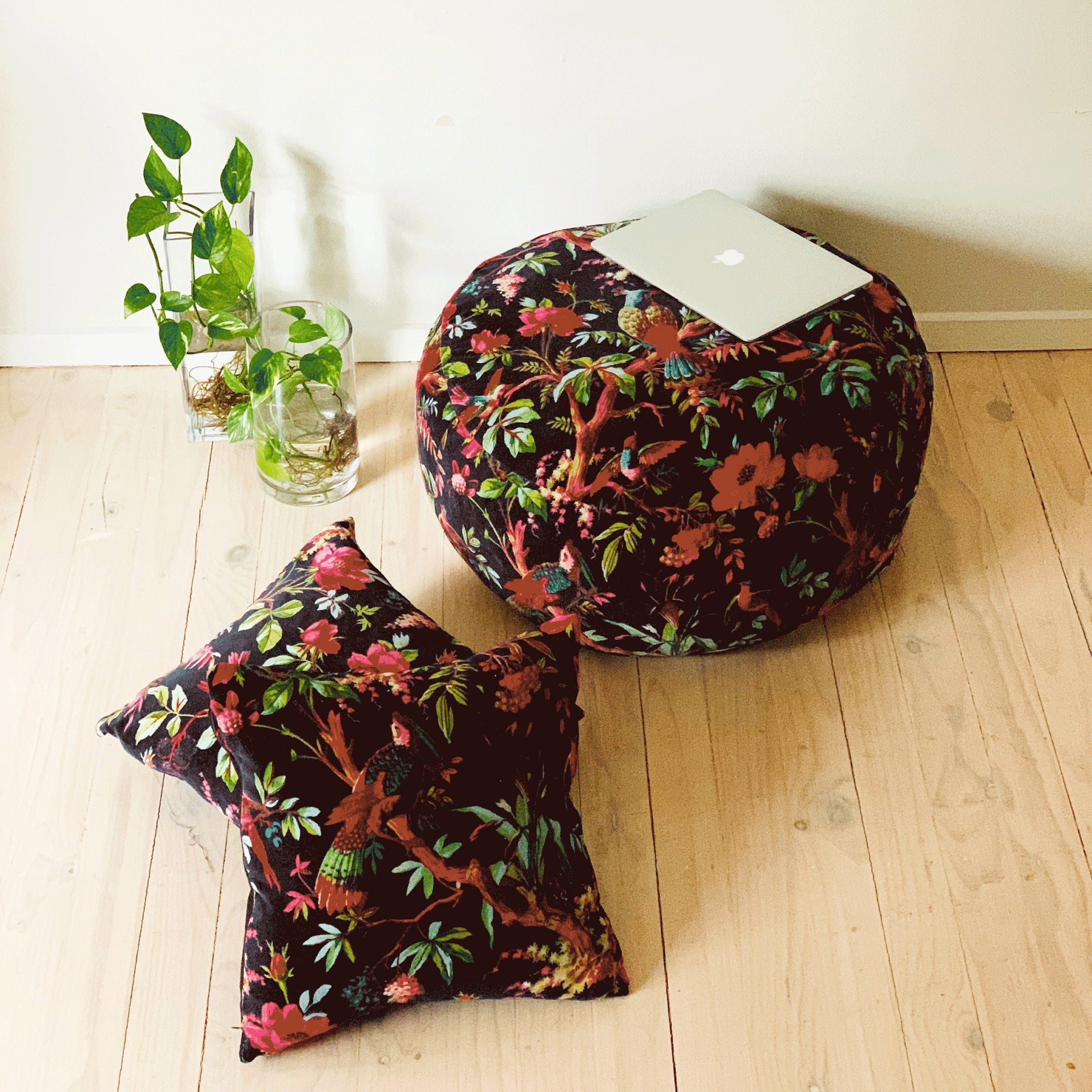 Velvet Patchwork Cushion Cover - Black Jade