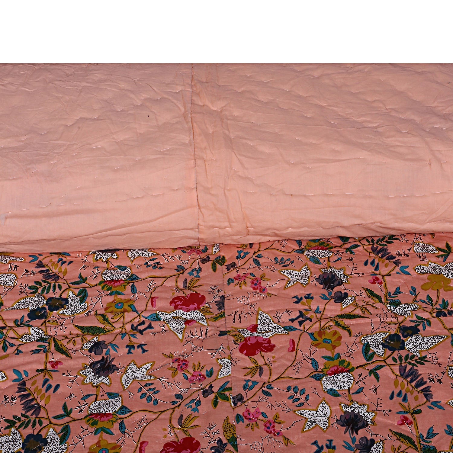 Kantha Quilt Blanket - Pink Bird Motif