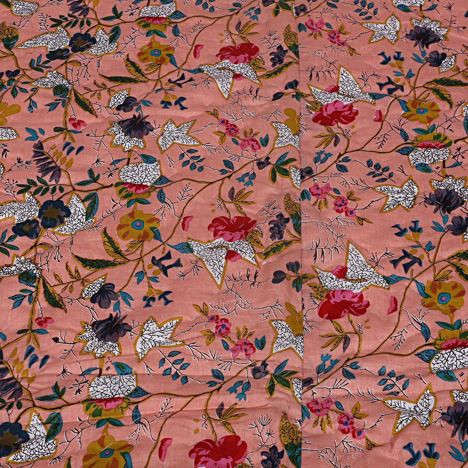 Kantha Quilt Blanket - Pink Bird Motif