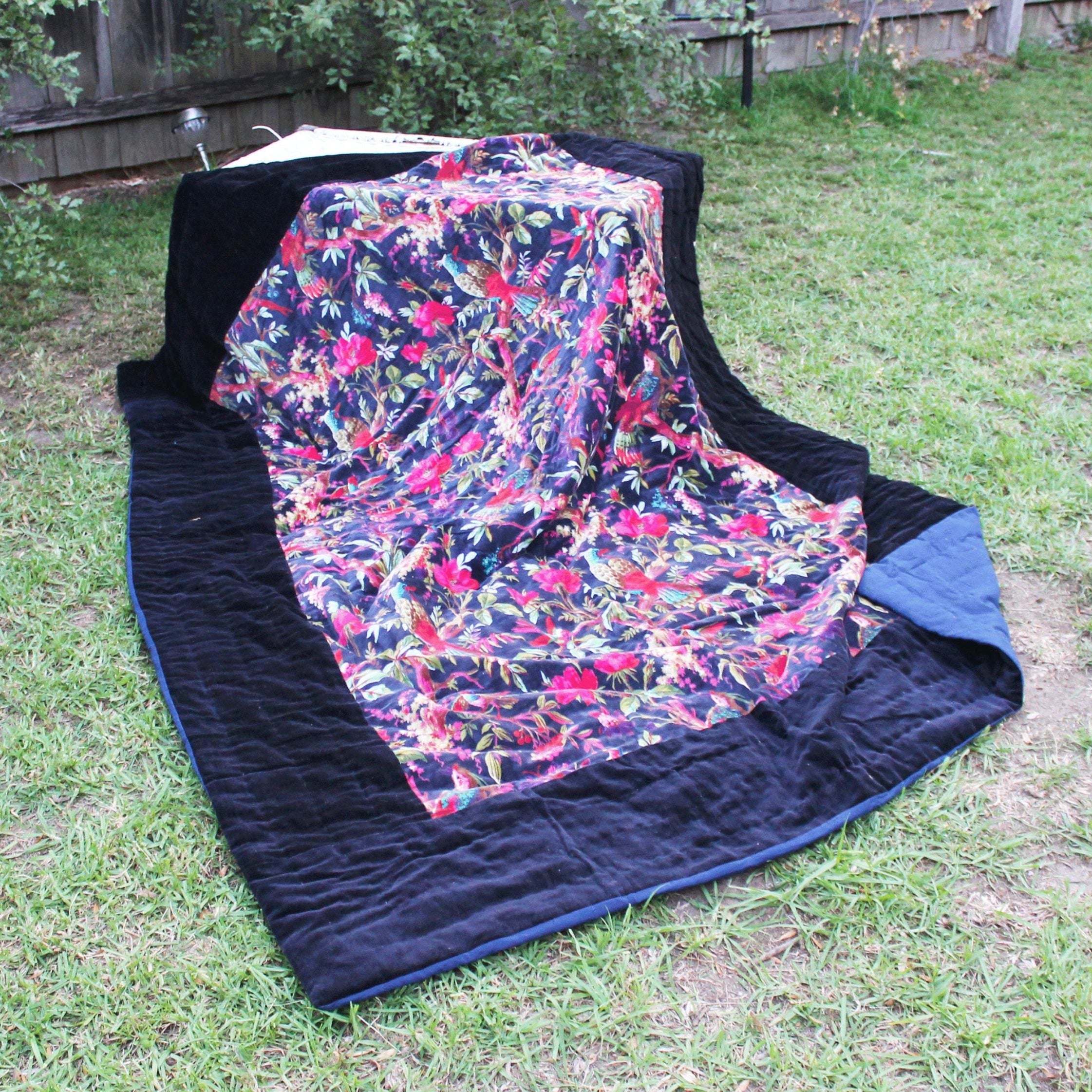 Floral Cotton Quilt - Violet Bird