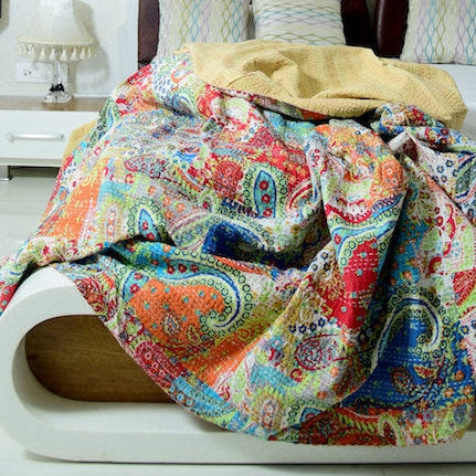 Vintage Kantha Quilt - Multicolour Print