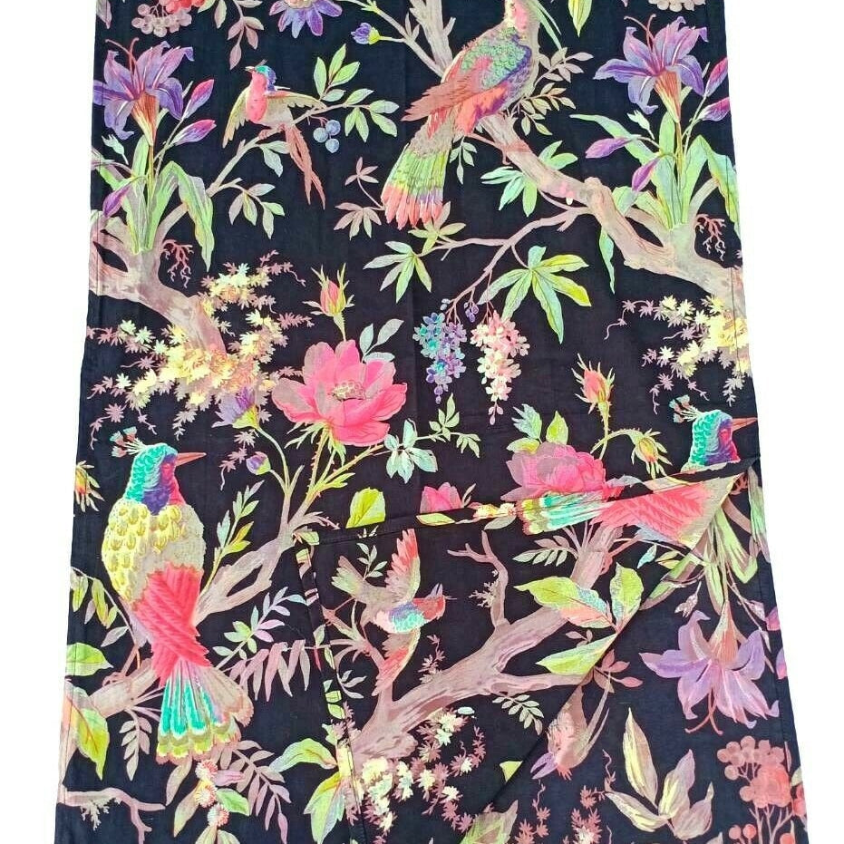 Noir Birds & Blooms Cotton Scarf