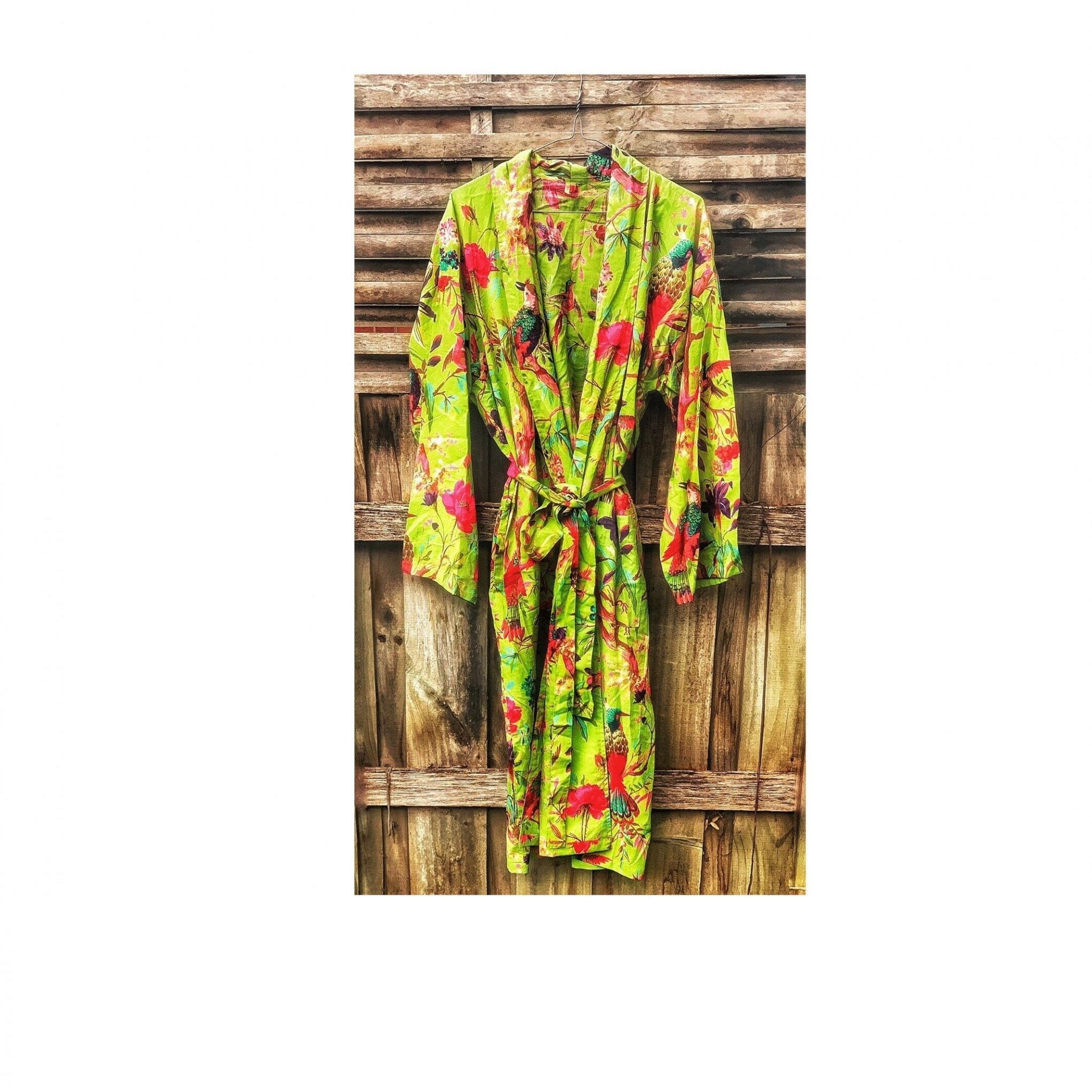 Green Serene Women's Cotton Kimono Robe