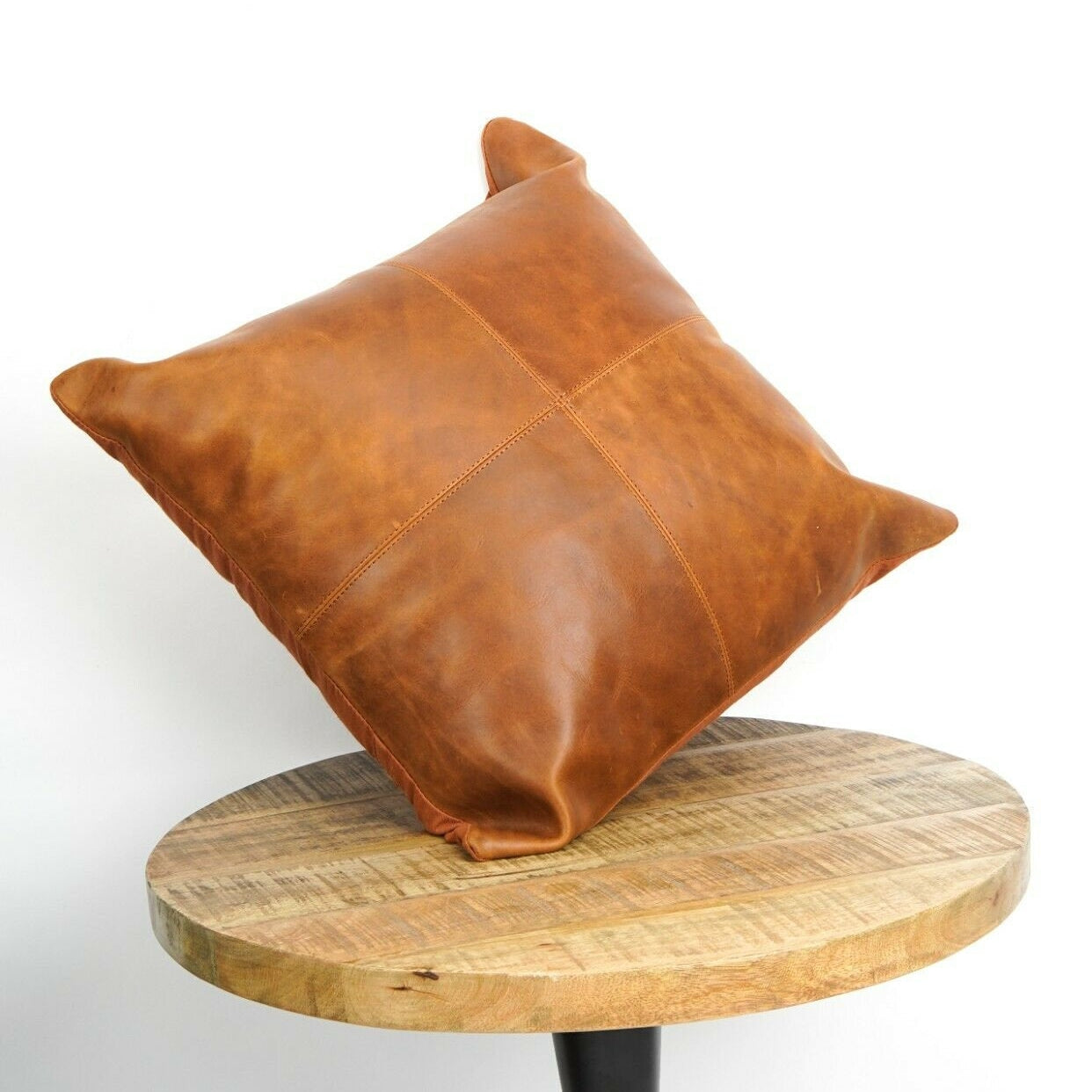 Tan Leather Cushion Cover - Brown, Luxurious Look