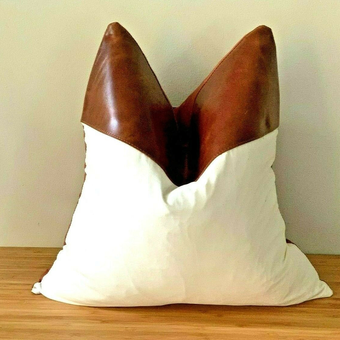 Tan Leather Cushion Cover - White Meadows, Soft Touch