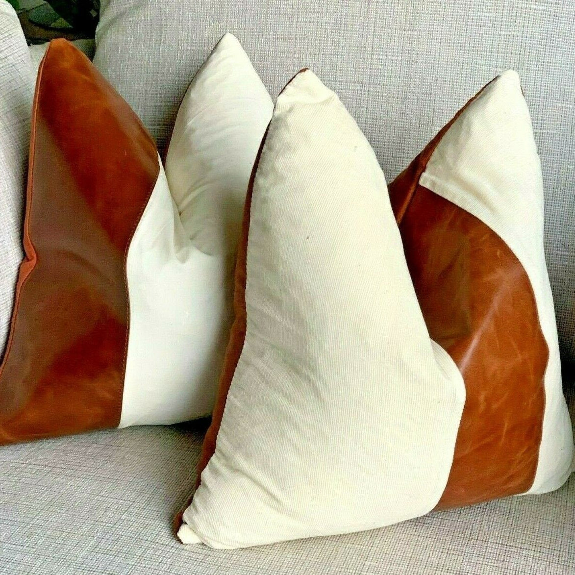 Tan Leather Cushion Cover - Haze, 100% Genuine Leather