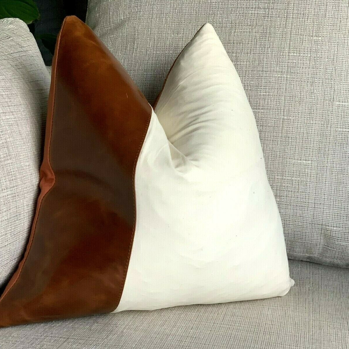 Tan Leather Cushion Cover - White Meadows, Soft Touch