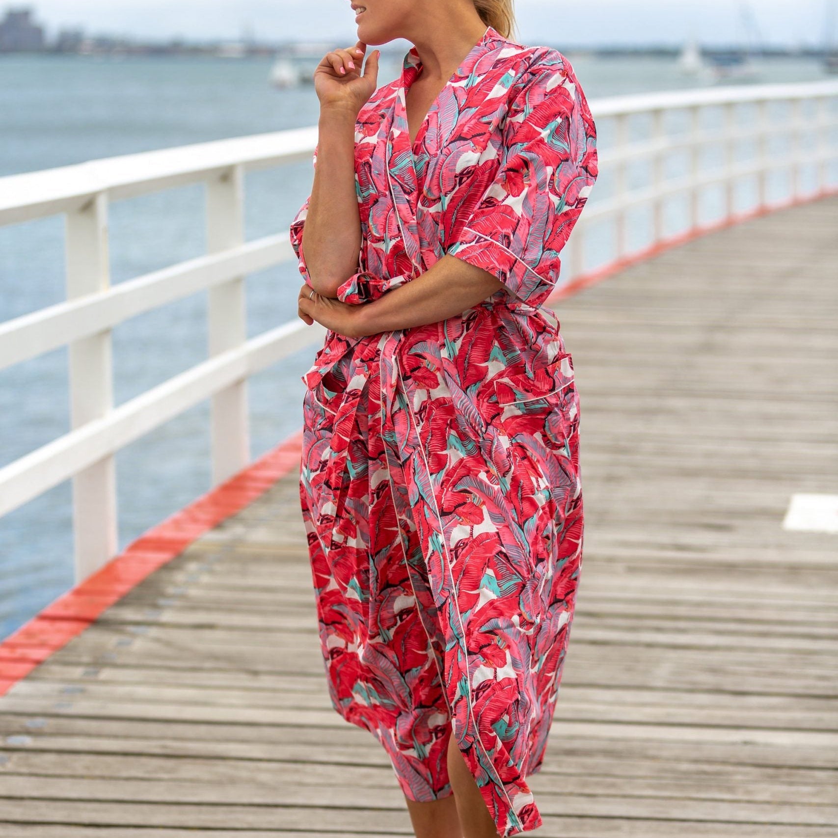 'Life’s Story' Women’s Cotton Kimono Robe - Unique