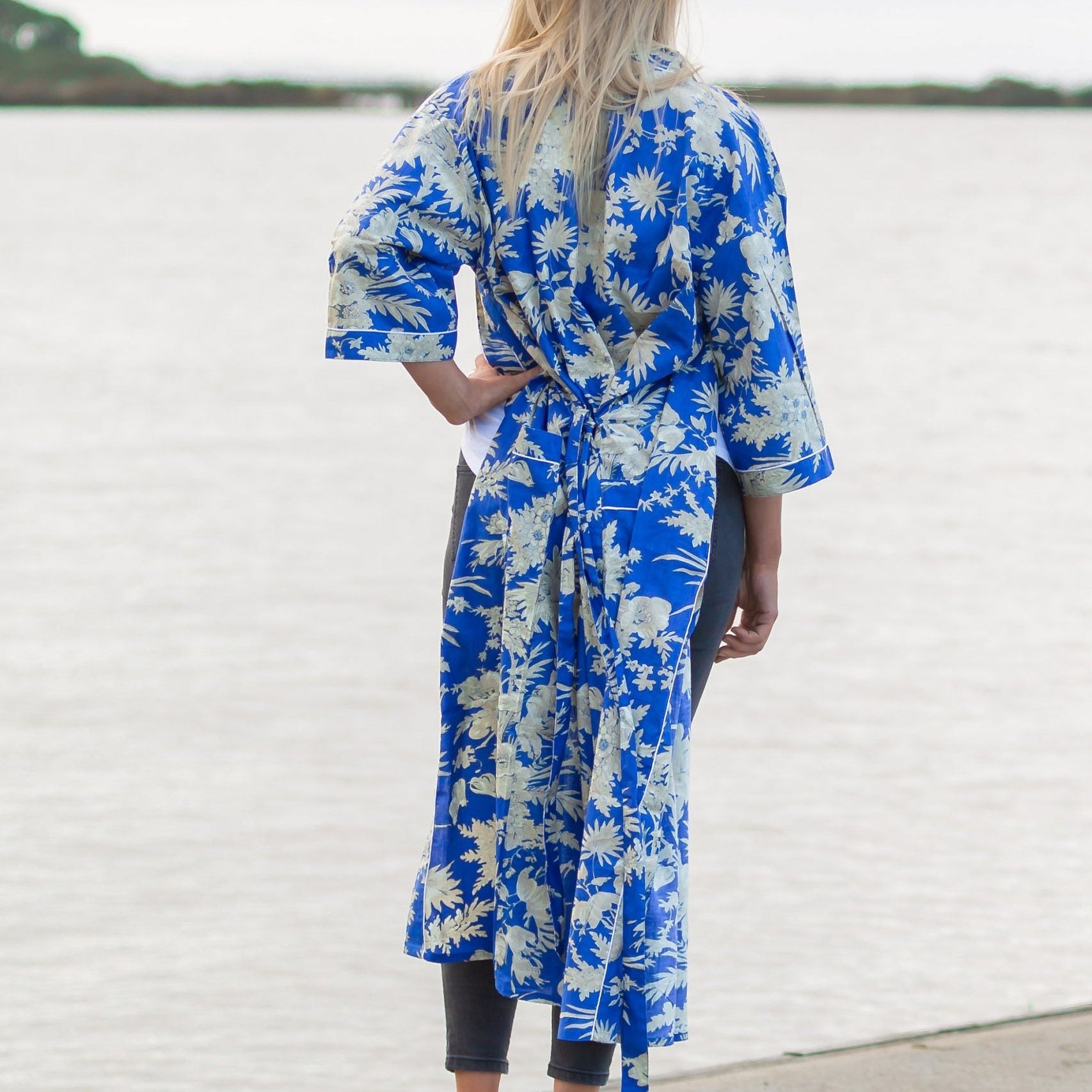 'Radiance In Bloom' Women’s Cotton Kimono Robe