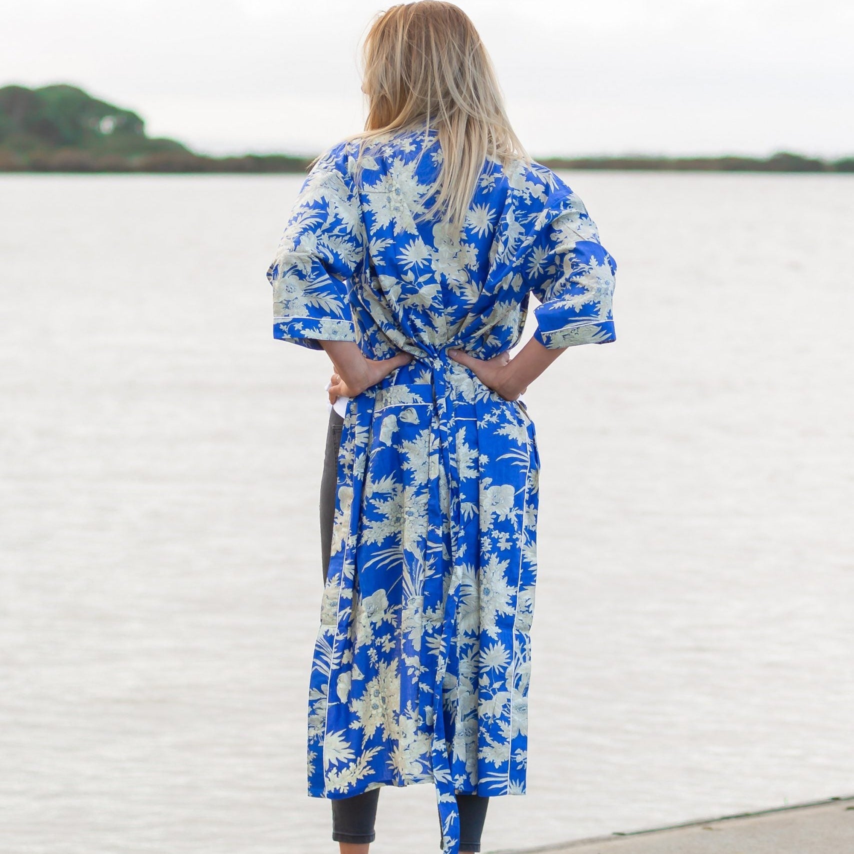 'Radiance In Bloom' Women’s Cotton Kimono Robe