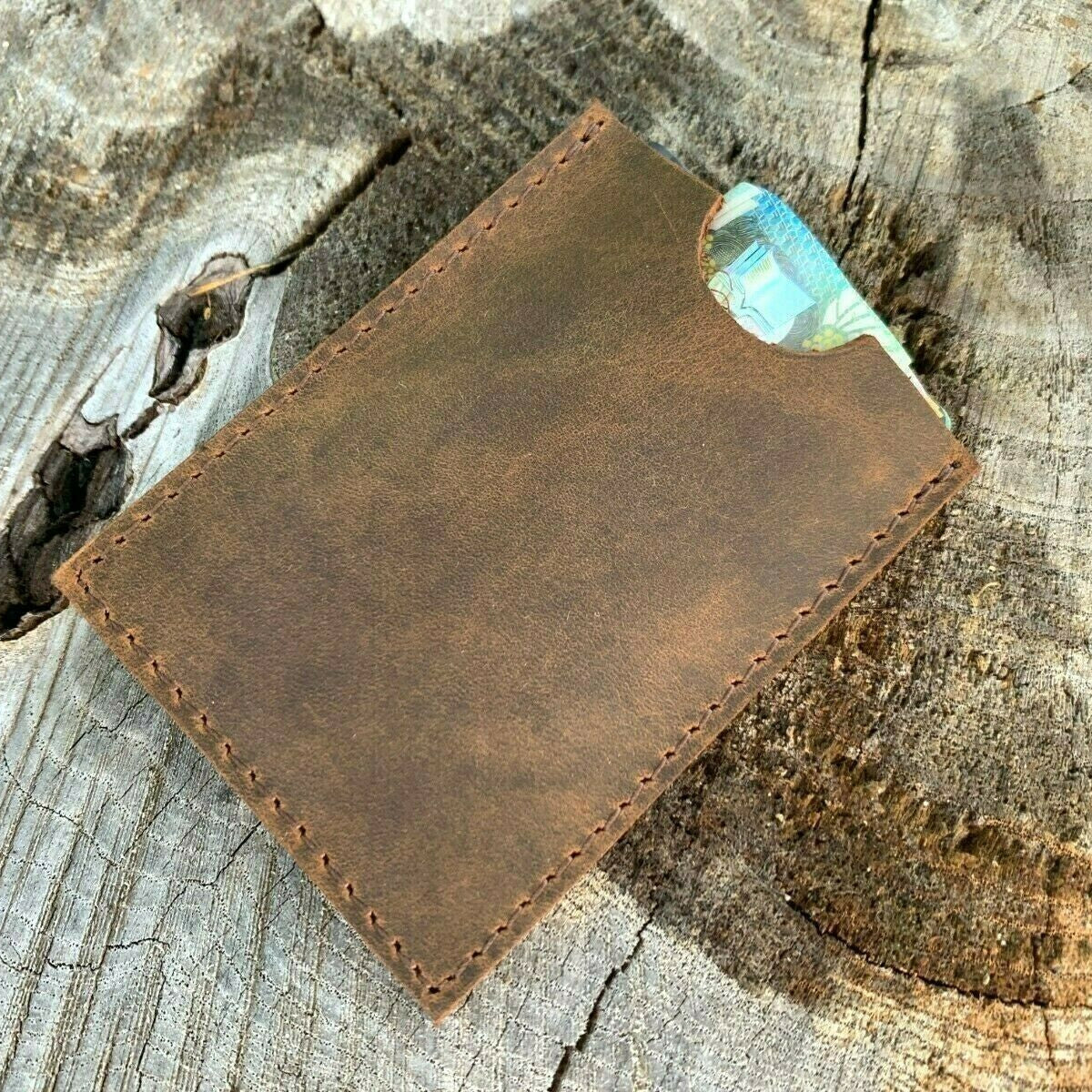 Rustic Slim Leather Card Holder