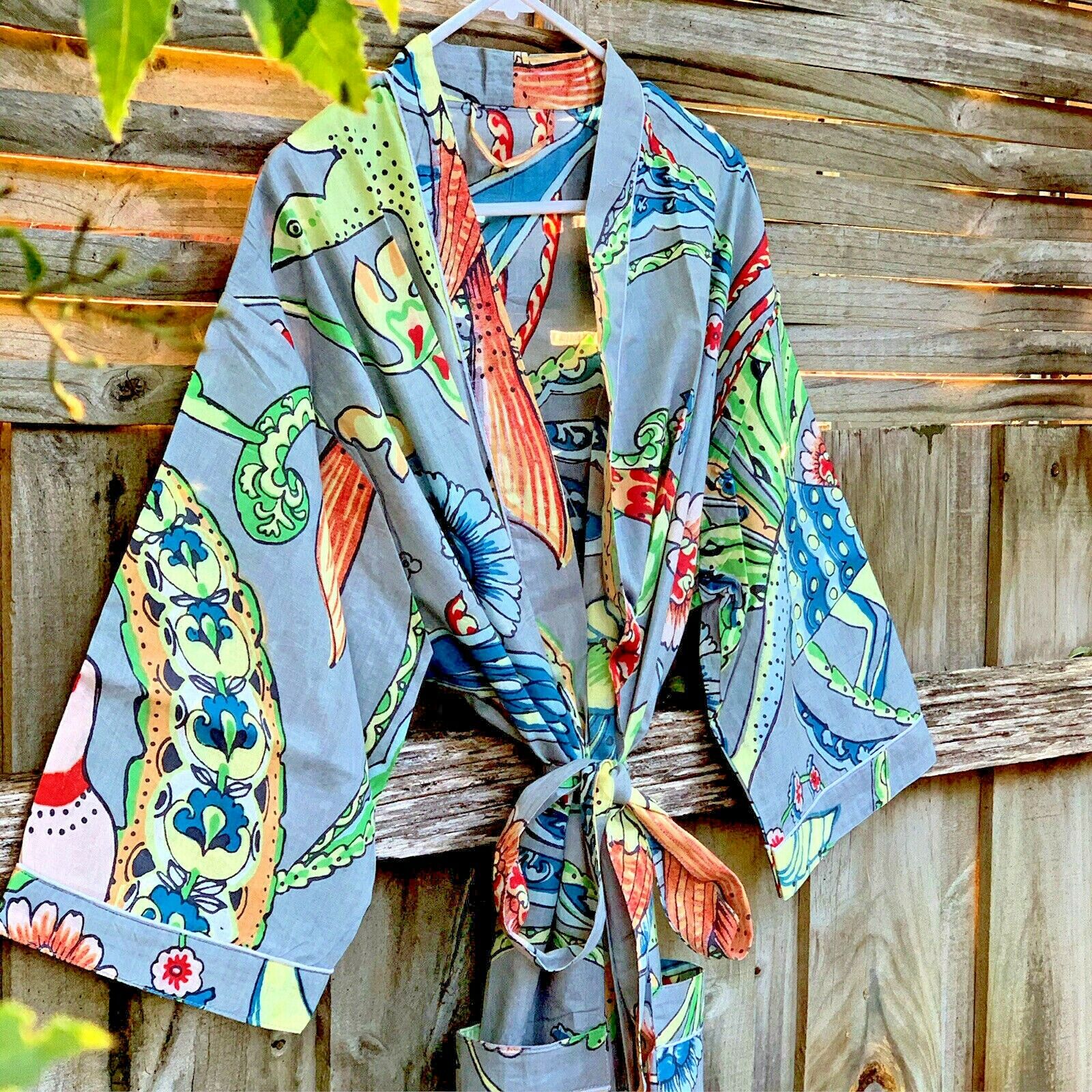 'Tropicana Dream' Cotton Kimono Robe - Stylish Wear