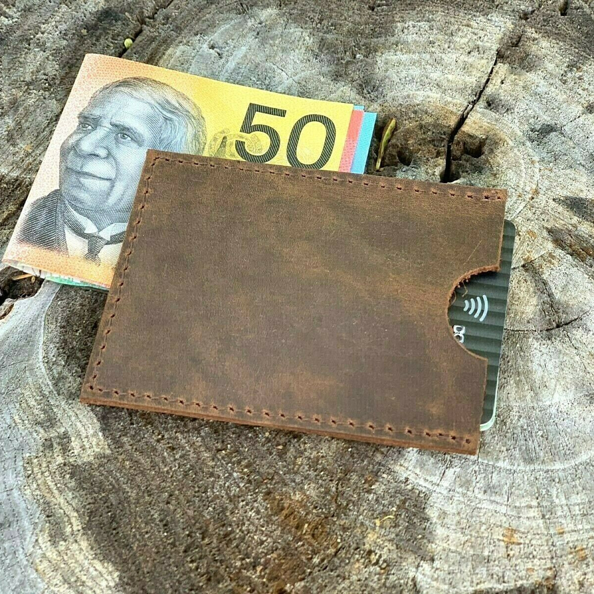 Rustic Slim Leather Card Holder